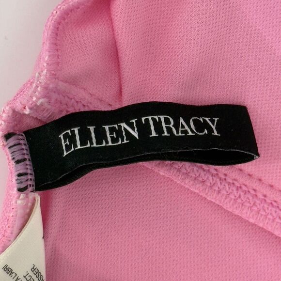 Ellen Tracy Pink Red Striped Swimsuit Size 10 One Piece Ruched Lined Padded - Picture 7 of 9